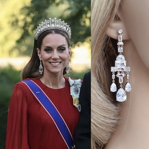 マダム・タッソー蝋人形館が購入した、王室御用達の限定レプリカ、キャサリン妃グレヴィルのCZシャンデリアイヤリング（Sparkle-3418）