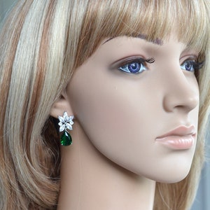 Celebrity Inspired Jennifer Lopez Marquise & Emerald Green Pear Cut CZ Drop Dangle Earrings, Necklace, Set, Bridal, Wedding Sparkle-3384 image 8