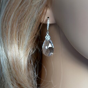 Swarovski Crystal Clear Dangle Necklace & Earrings Set, Bridal, Wedding (Sparkle-2697) image 3