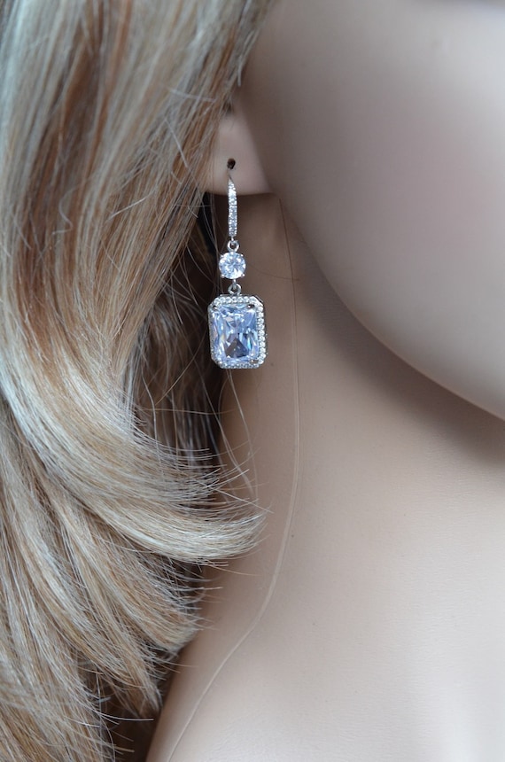 Hailey Bieber Celebrity Inspired Clear Emerald Cut Halo and