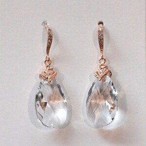 Swarovski Crystal Clear Dangle Necklace & Earrings Set, Bridal, Wedding (Sparkle-2697) image 6