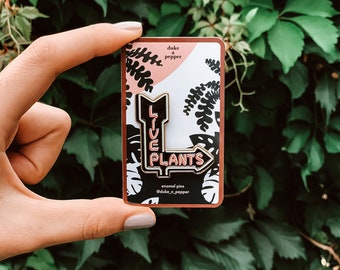 Glow in the Dark Enamel Pin “Live Plants” | Neon Sign Arrow Pin | Plant Nursery / Florist Gift | Backpack Lapel Pin