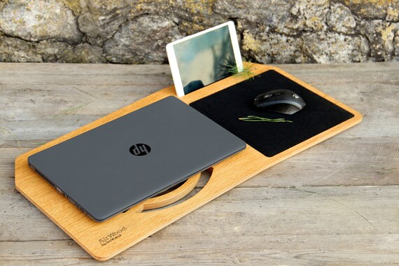 Laptop Organizer Macbook Holder Tray Stand Desk Wood Etsy