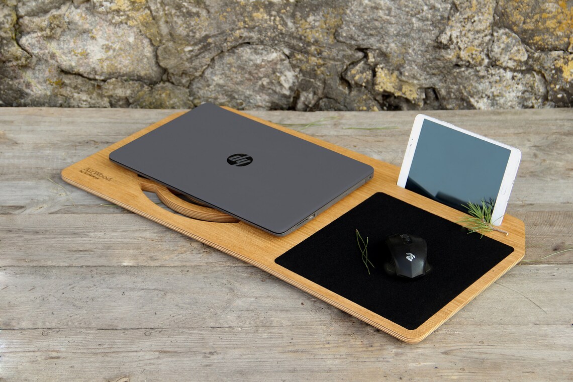 Wooden Laptop Tray Macbook Stand Station Laptop Dock Organizer Etsy