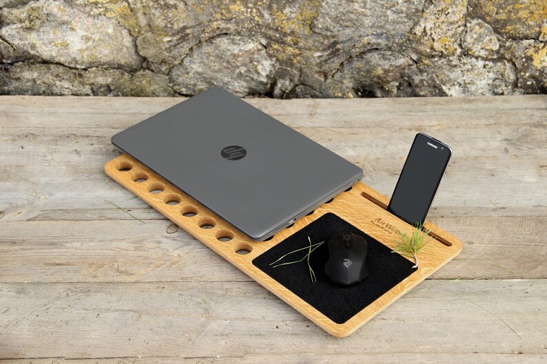 Laptop Tray iPad Macbook Wood Desk Stand Station Organizer Etsy