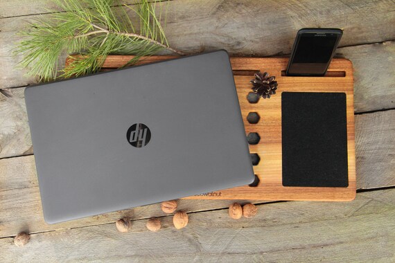 Laptop Wooden Tray Macbook Stand Station Dock Organizer Holder Etsy
