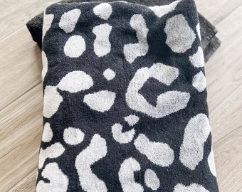 Black Leopard Spot Towel Pants