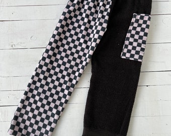 Tan & Black Checkered Towel Pants