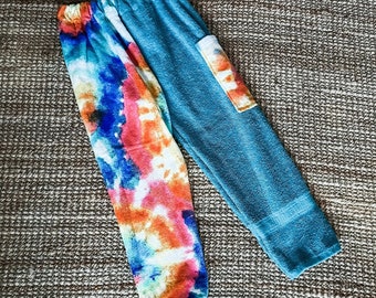 Watercolor Tie Dye Towel Pants