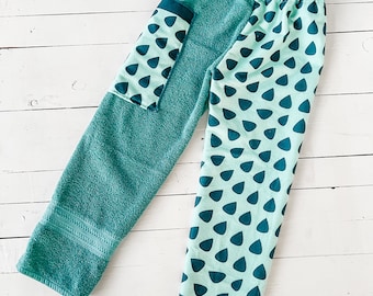 Teal Teardrop Microfiber Towel Pants