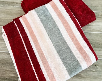 Red & Grey Stripes Towel Pants