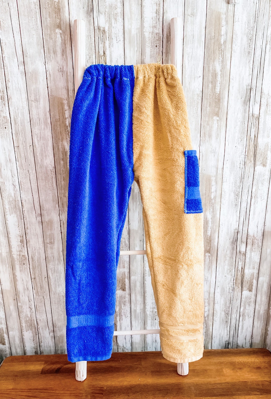 Blue and Gold Towel Pants Etsy
