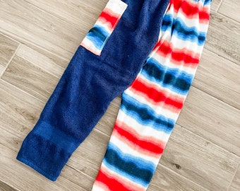 Red & Blue Stripe Towel Pants