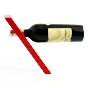 Red Balancing Wine Holder, Made out of Lacquer Wood