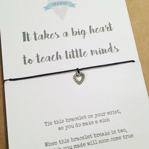 It takes a big heart Teacher thank you wish bracelet