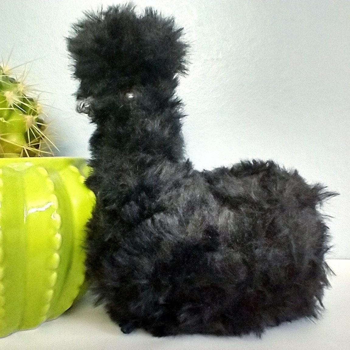 Black Silkie Hand Made Chicken Lover Gift, Soft Plush Frizzle
