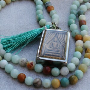 Buddha Amulet Mala Amazonite, Recitation Mala, 108 beaded Mala, Mala, Prayer Mala, Prayer Necklace, Multiple Stone Options, Gift Yoga