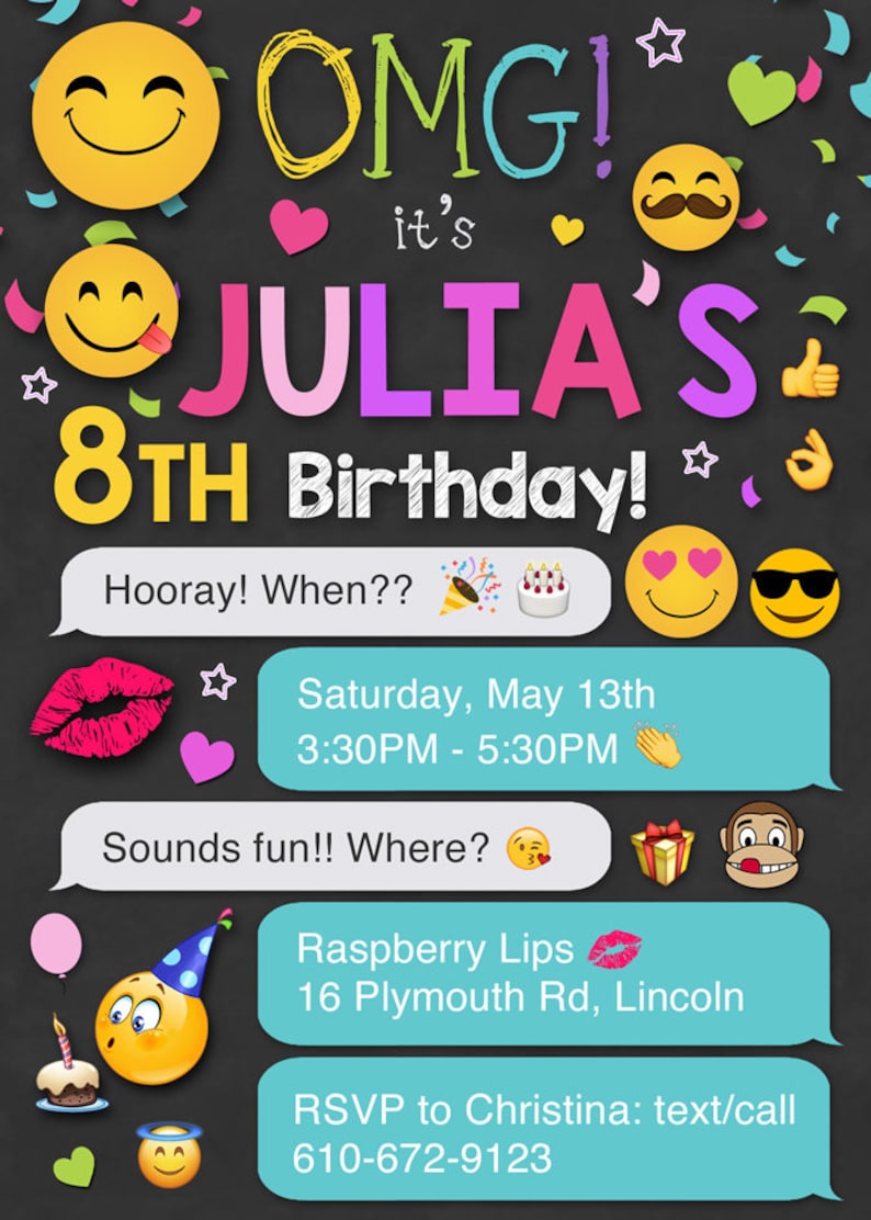 Carte d'invitation pour une baby shower emoji