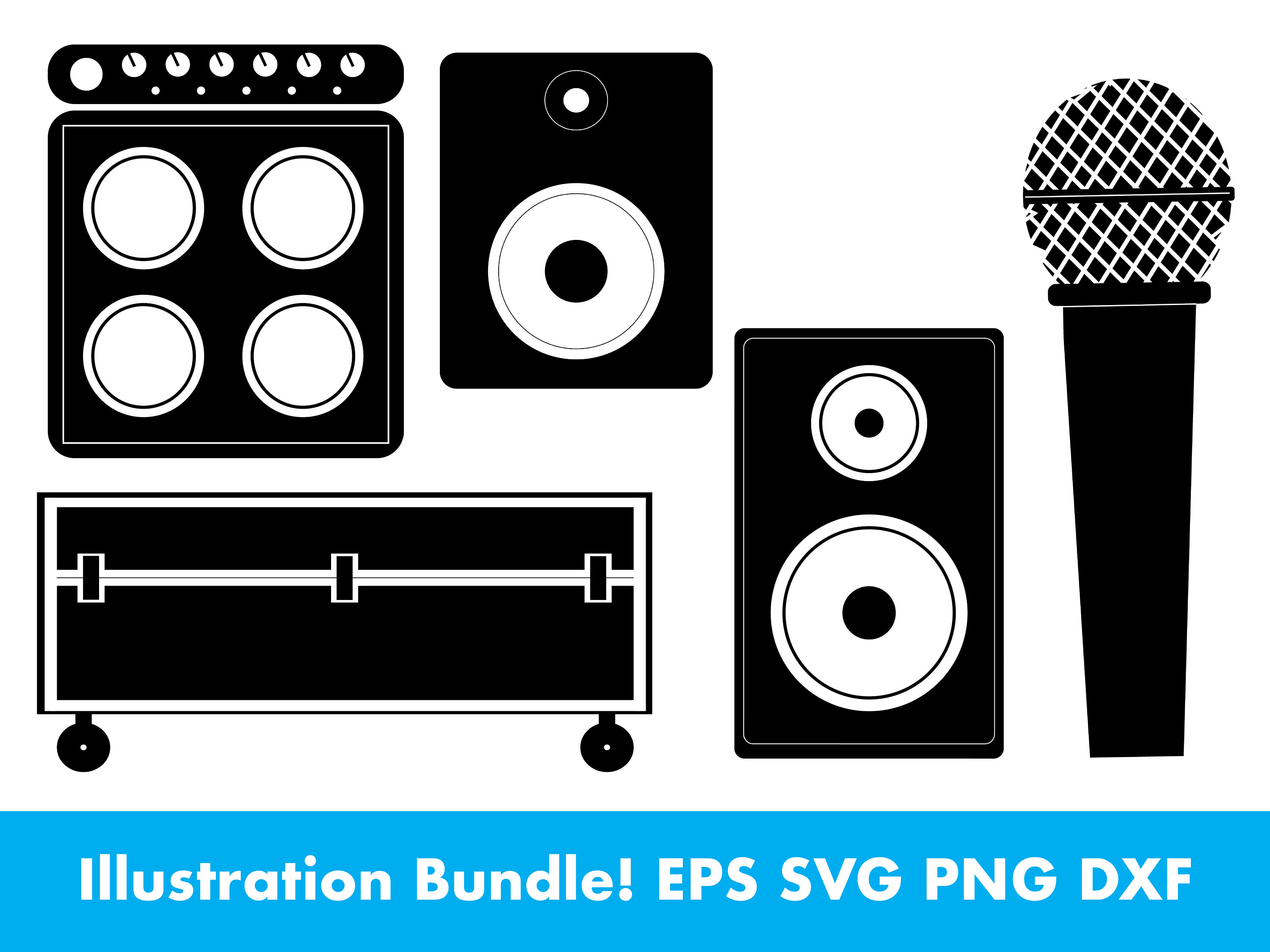 Musician Stage Gear. Instant Download. EPS, SVG, PNG, Dxf. Speakers ...