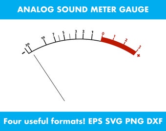 Analoge geluidsmeter! EPS, SVG, PNG, DXF. Direct downloaden! Cricut, silhouet, knutselen.