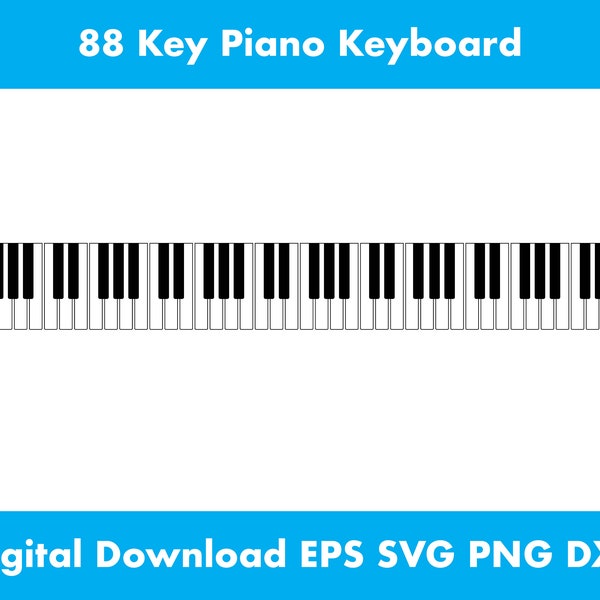 88 Key Piano Keyboard. Instant digital download. SVG, EPS, PNG, Dxf. Scrapbooking, crafting and more! Silhouette. Cricut.