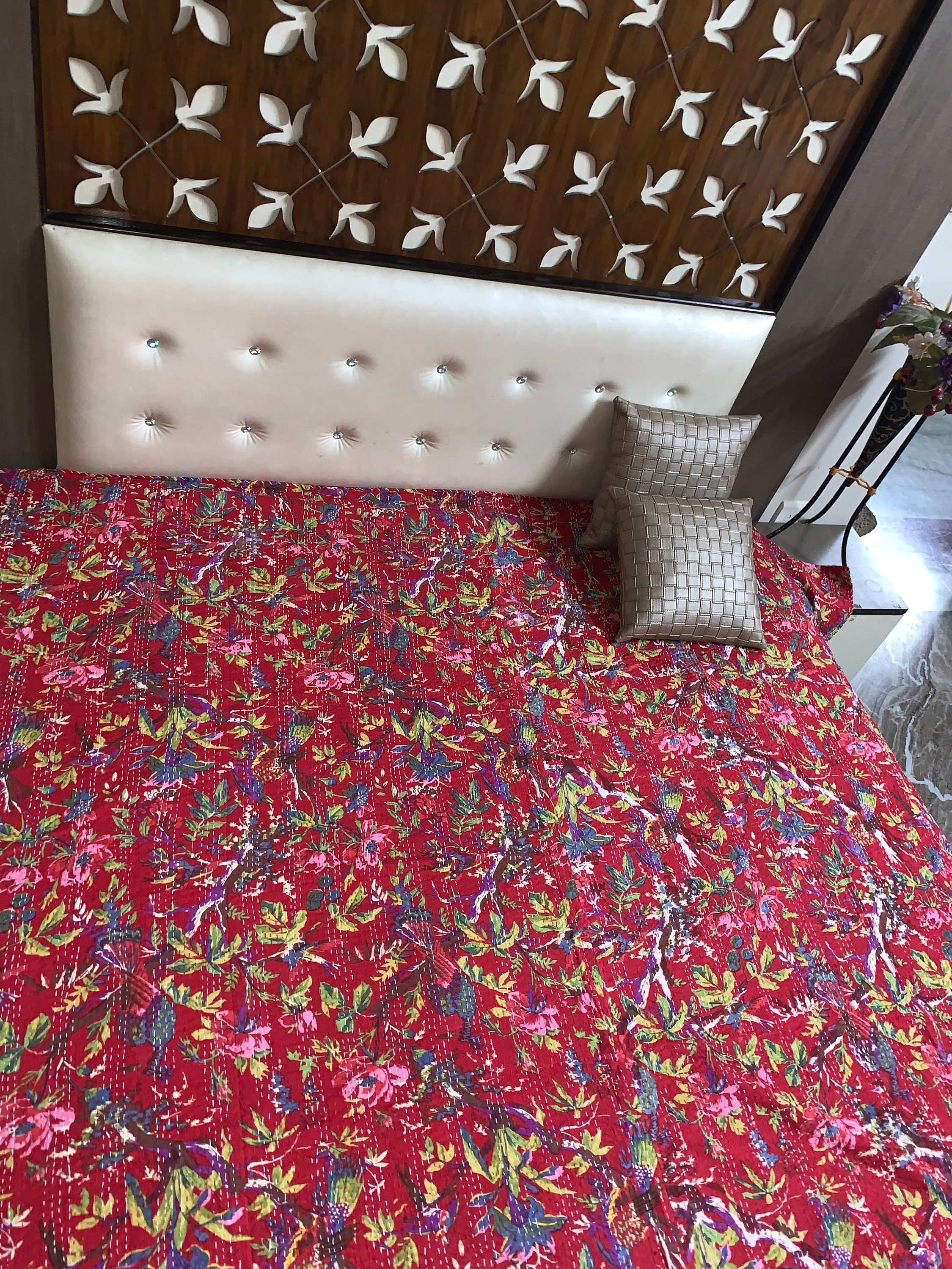 bed cover gudri 100% Cotton Blanket Hippie Bedsheet King Size Kantha bedspread 
