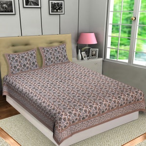 Cotton Hand Block Print Bedsheet Bed Cover Floral Print Bedsheet Cotton Bedding Cover Home Living Decor New Bagru Print Tapestry