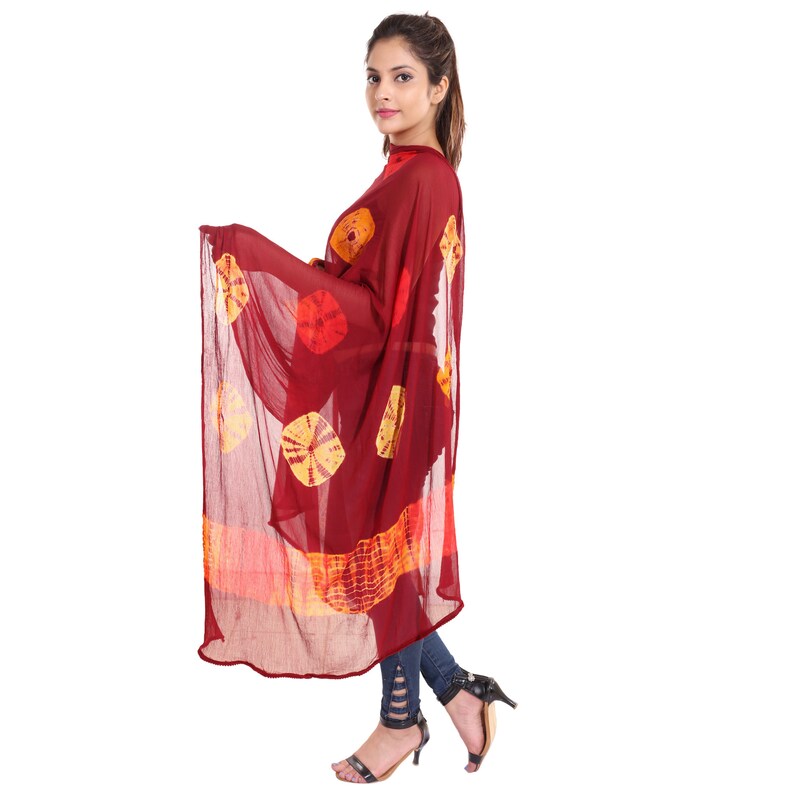 Indian Tie Dye Sarong Handmade Dupatta for Women Chunni Free Shipping ...