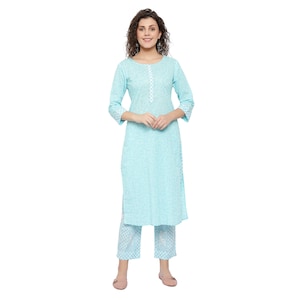 Cotton kurti hand block print pure cotton kurta with pant indian regular wear dress for women soft material free shipping