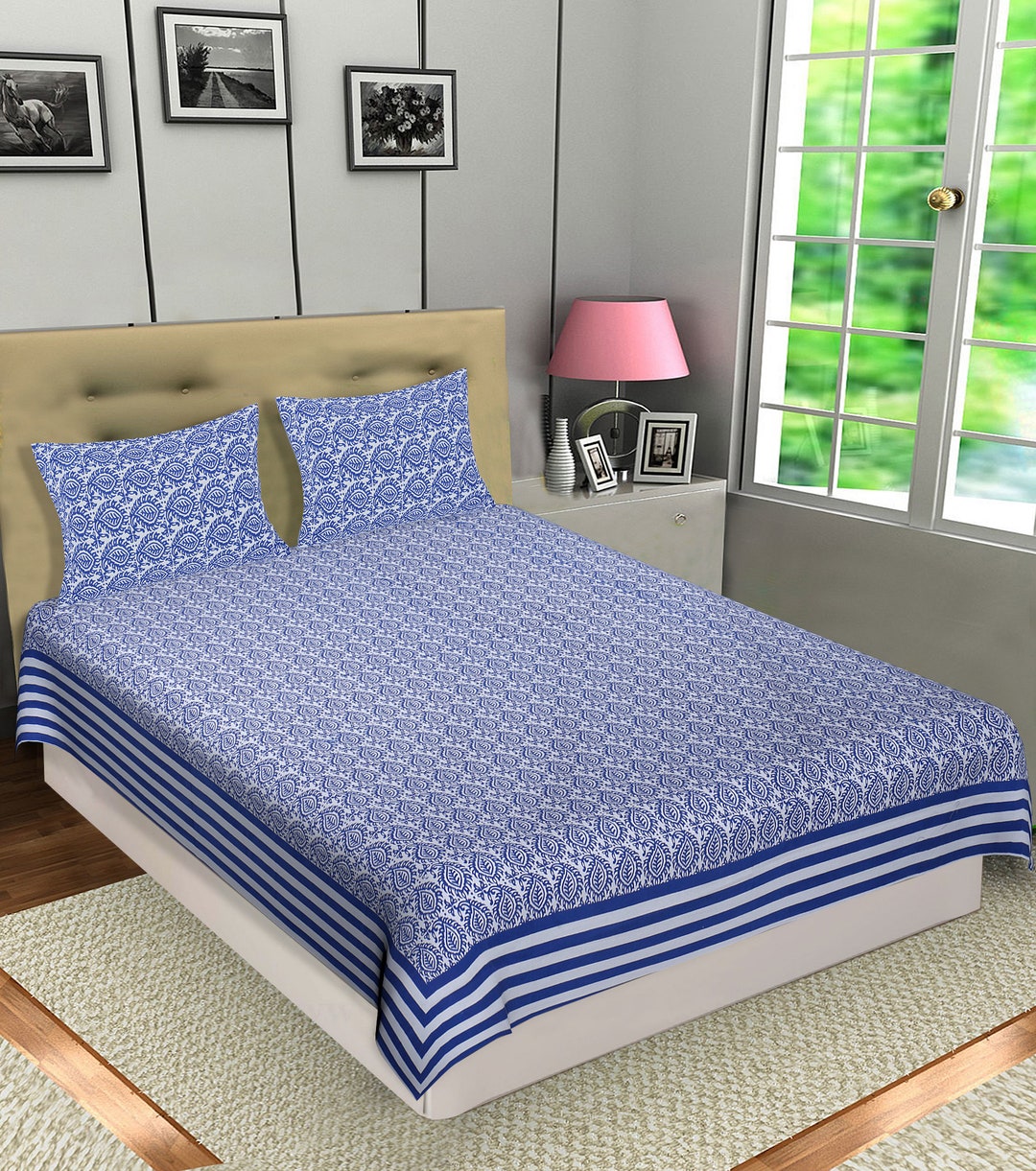 Rajasthani 100 Cotton Comfort Bed Cover Hand Block Print Etsy