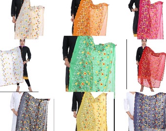 Phulkari Dupatta traditionelle bestickte Schal Hand Arbeit Sommer Schal Sarong für Frauen