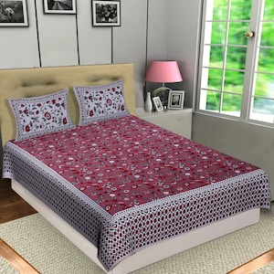 New Hand Block Print Cotton Flat sheet Bed cover floral printed bed sheet cotton bedding cover Home Living Decor New Floral Print Tapestry