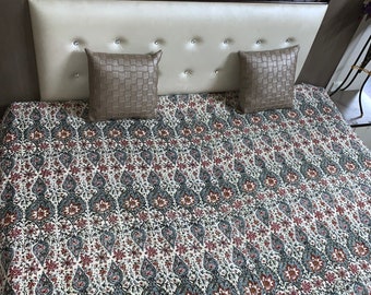 Jaipuri Cotton Kantha Quilt Bed Dohar Hand Stitched Bed Cover Vintage Bed Sheet Bed Quilt
