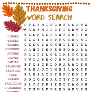 Woordzoeker Thanksgiving