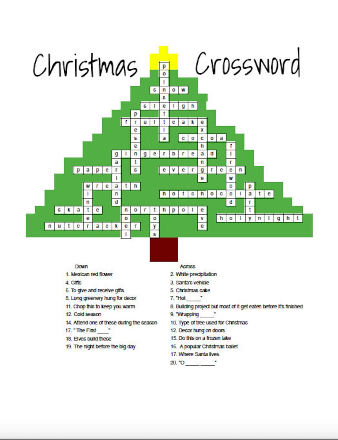Christmas Crossword Etsy Christmas Crossword Etsy