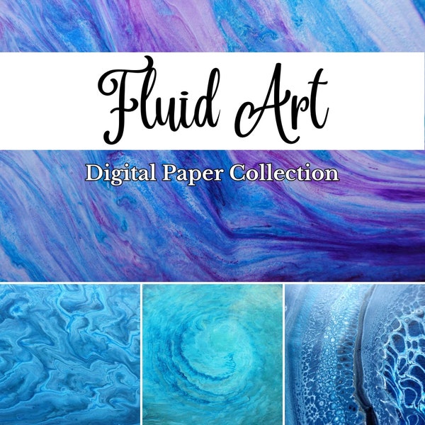 Fluid Art Printables, Acrylic Pour Crafting Kit, Peacock Inspired  Background Paper