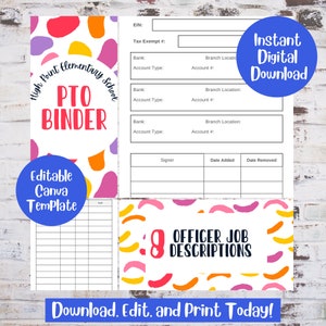 Editable Canva Template PTO Binder for President Form Templates Tracker ...