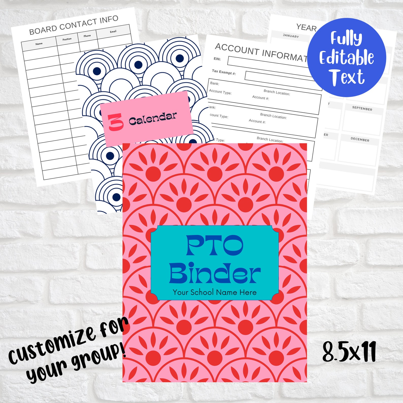 Editable Canva Template PTO Binder for President Form Templates Tracker Printable Planning Pages