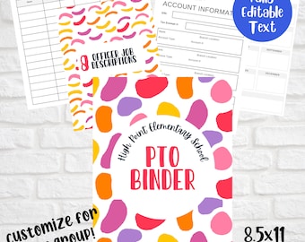 Editable Canva Template PTO Binder for President Form templates tracker printable planning pages for organized officer binder