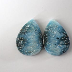 Glacerite Cabochon Pair - Blue Ice Stone Cabs - Destash