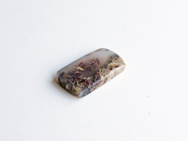 Moss Agate Rectangle Cab ON SALE Indonesian Plume Agate Cabochon