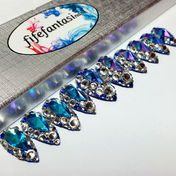 Blue Stiletto Nails - Etsy