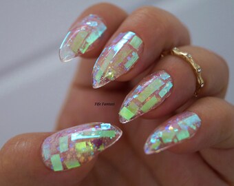 Verbrijzelde glazen nagels, Nagelontwerpen, Nail art, Nagels, Stilettonagels, Valse nagels, Acrylnagels, Puntige nagels, Nepnagels, druk op nagels