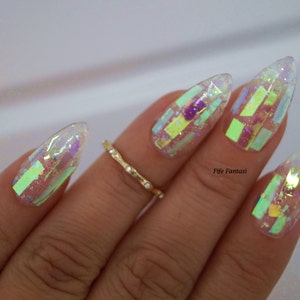 Shattered Glass Nails Nail Designs Nail Art Nails Stiletto - Etsy