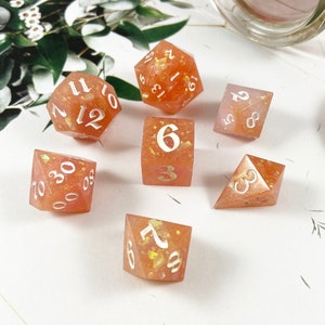 Peach Blossom 7 Piece Dice Set - D&D, TTRPG, DnD Dice, Dungeons and Dragons