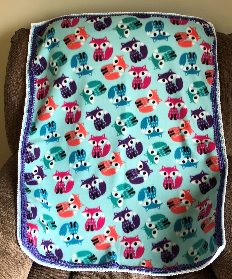 Fox Baby / Toddler Fleece Blanket With Crocheted Border Etsy