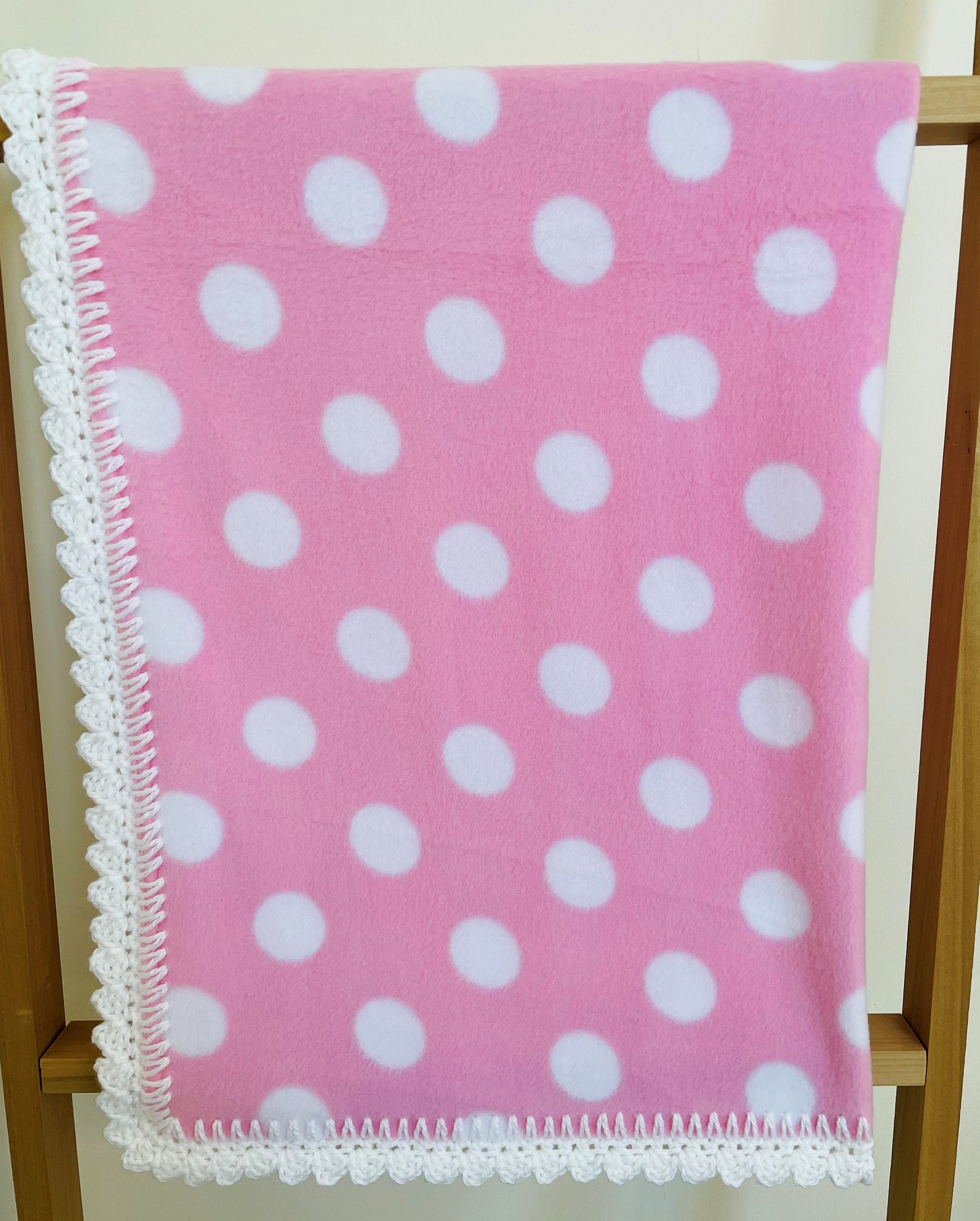 Pink and White Polka Dot Baby / Toddler Fleece Blanket with | Etsy
