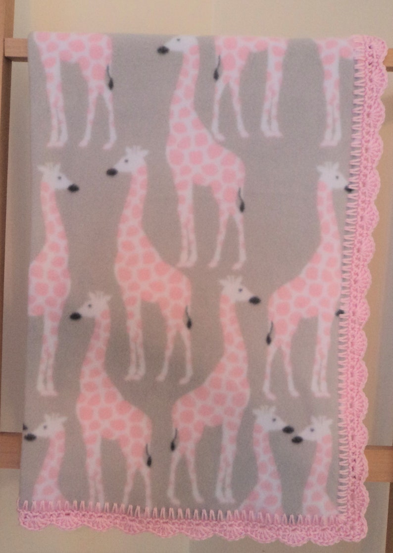 Pink Giraffes on Gray Baby / Toddler Fleece Blanket With Etsy