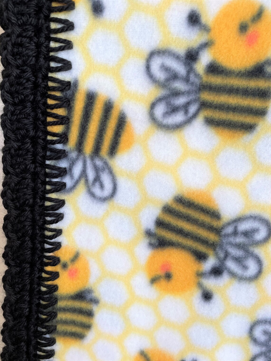 Bumble Bees Baby / Toddler Fleece Blanket With Crocheted Border Ready
