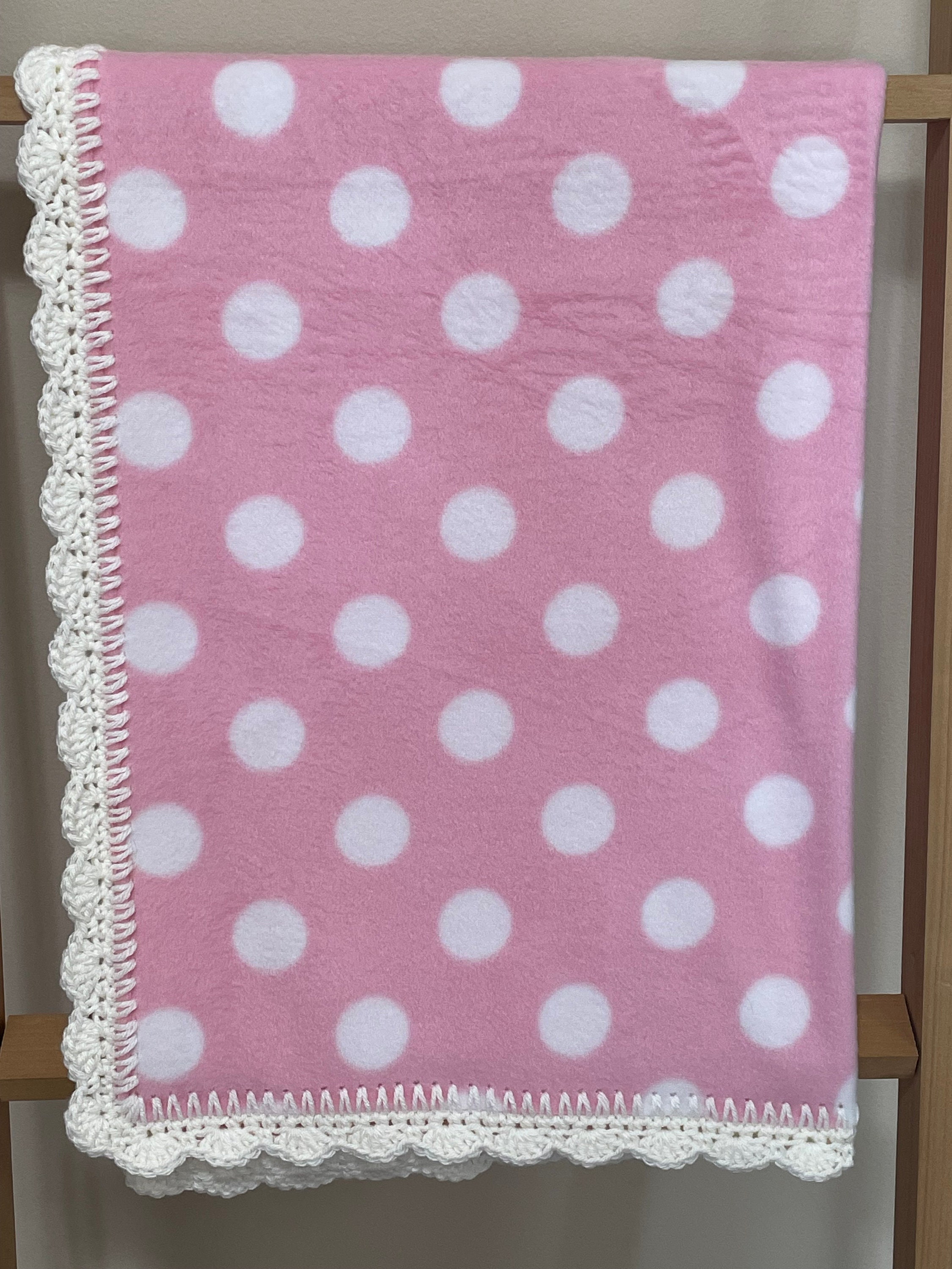 Pink baby blanket with white polka dots online
